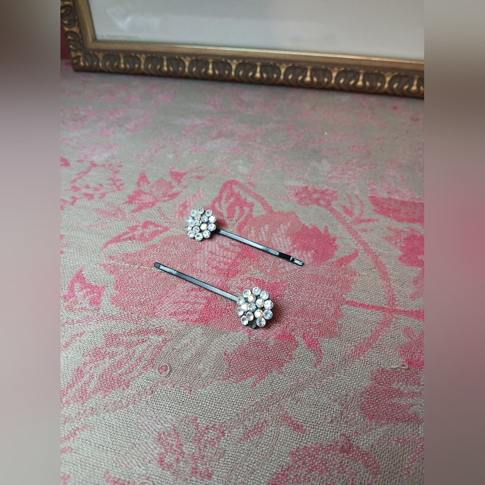 Vintage Rhinestone Crystal Hair Pins (2)